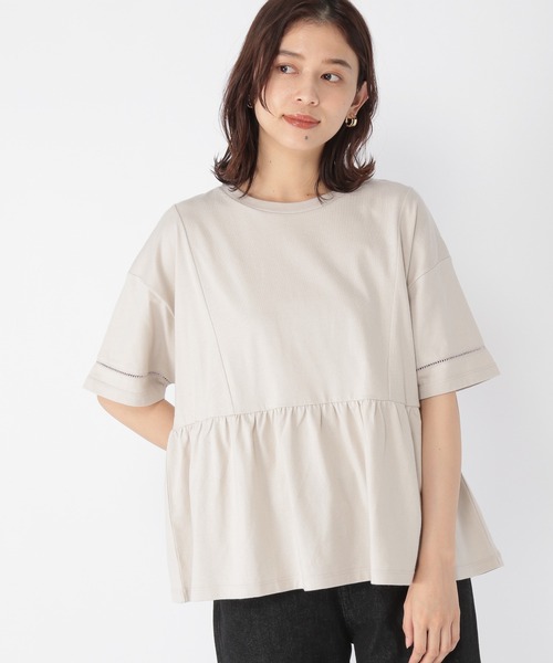 studio CLIP（スタディオクリップ）の「ハシゴレース切り替えプルオーバー（Tシャツ/カットソー・レディース・スモーク/グリーン/ライトグレー・MEDIUM/LARGE）」の2枚目の写真