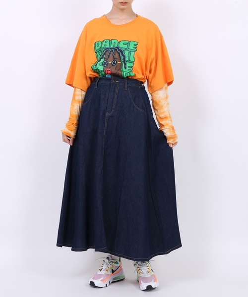 PUNYUS（プニュズ）の「デニムロングスカート（デニムスカート・レディース・ライトブルー/インディゴブルー/ブラック系その他/ブルー系その他・1/2/4/3）」の18枚目の写真