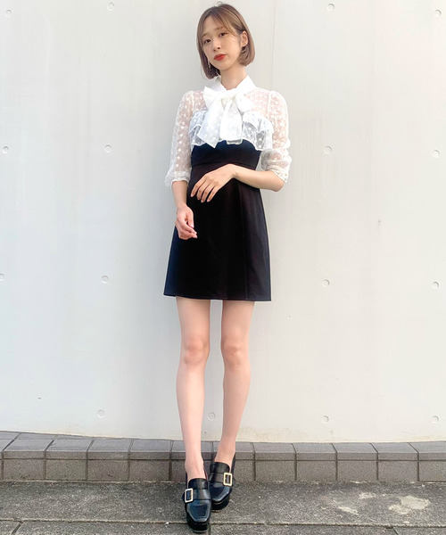 TITTY&CO.(ティティーアンドコー)の「フラワーレースミニワンピース(ワンピース・レディース・ブラック/パープル/ライトグリーン・SMALL/MEDIUM)」の5枚目の写真