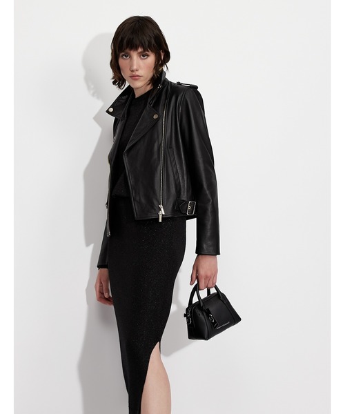 ARMANI EXCHANGE（アルマーニエクスチェンジ）の「【A|X アルマーニ エクスチェンジ】ラムレザー　ライダースジャケット（ライダースジャケット・レディース・ブラック・MEDIUM/SMALL/X-SMALL）」の5枚目の写真