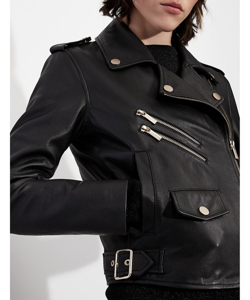 ARMANI EXCHANGE（アルマーニエクスチェンジ）の「【A|X アルマーニ エクスチェンジ】ラムレザー　ライダースジャケット（ライダースジャケット・レディース・ブラック・MEDIUM/SMALL/X-SMALL）」の3枚目の写真