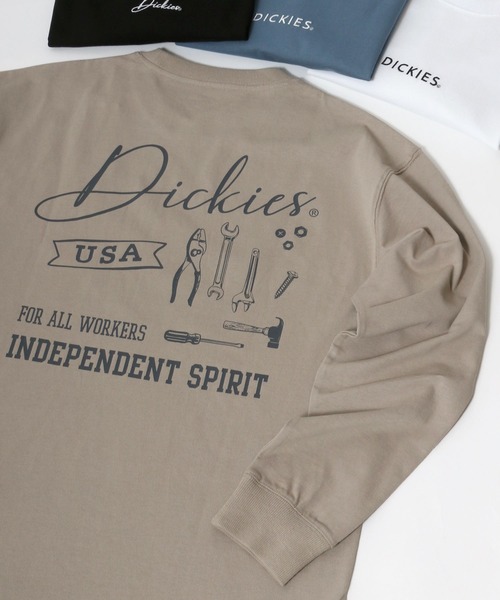 Dickies(ディッキーズ)の「Dickies/ディッキーズ ワンポイントロゴ バックプリントロンT(Tシャツ/カットソー・メンズ・ホワイト/ブラック/ベージュ/ブルー・LL/M/L)」の3枚目の写真