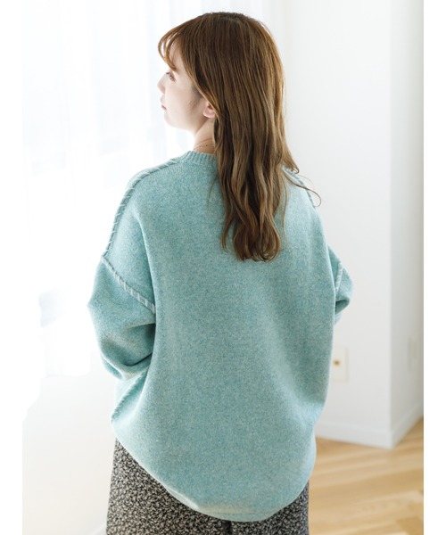 SLURR（スラ―）の「ステッチもちもちニット（ニット/セーター・レディース・ミント/チョコ/オフホワイト・FREE）」の7枚目の写真