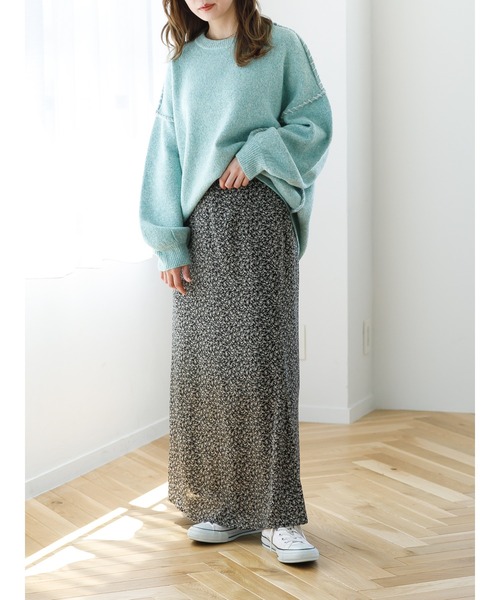 SLURR（スラ―）の「ステッチもちもちニット（ニット/セーター・レディース・ミント/チョコ/オフホワイト・FREE）」の9枚目の写真