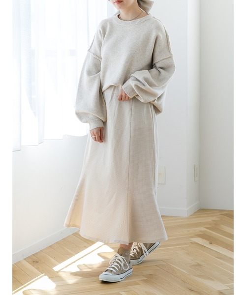 SLURR（スラ―）の「ステッチもちもちニット（ニット/セーター・レディース・ミント/チョコ/オフホワイト・FREE）」の14枚目の写真