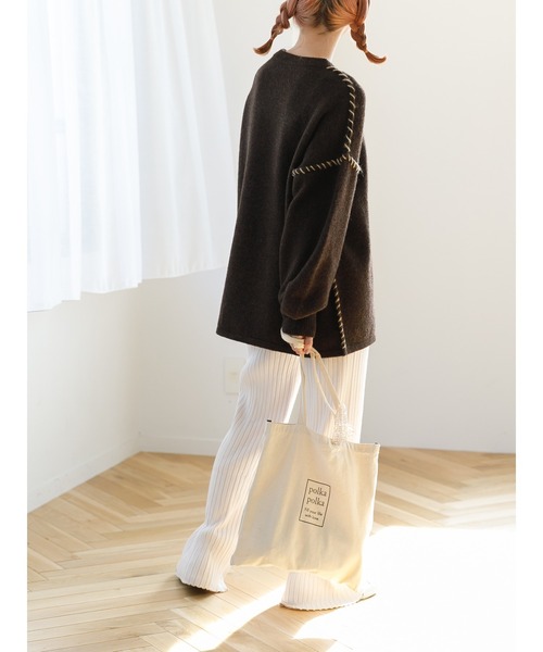 SLURR（スラ―）の「ステッチもちもちニット（ニット/セーター・レディース・ミント/チョコ/オフホワイト・FREE）」の19枚目の写真