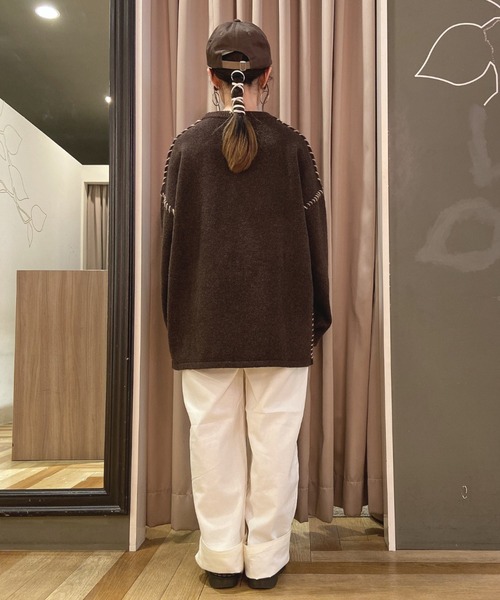 SLURR（スラ―）の「ステッチもちもちニット（ニット/セーター・レディース・ミント/チョコ/オフホワイト・FREE）」の21枚目の写真