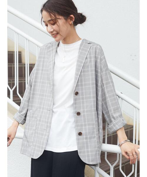 CRAFT STANDARD BOUTIQUE（クラフトスタンダードブティック）の「チェックシャツジャケット　＊◇（テーラードジャケット・レディース・グレー/ベージュ・FREE）」の20枚目の写真