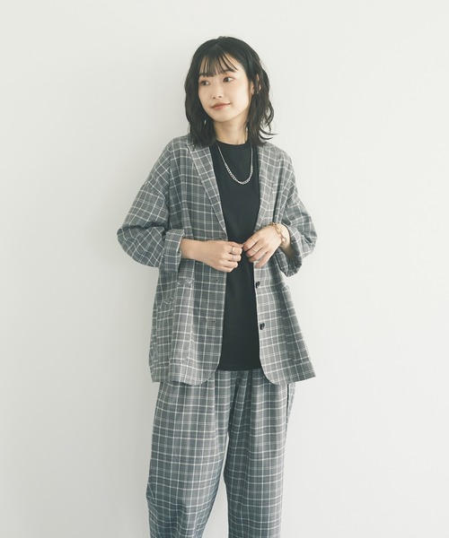 CRAFT STANDARD BOUTIQUE（クラフトスタンダードブティック）の「チェックシャツジャケット　＊◇（テーラードジャケット・レディース・グレー/ベージュ・FREE）」の5枚目の写真