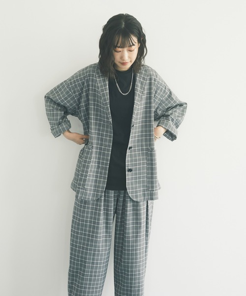 CRAFT STANDARD BOUTIQUE（クラフトスタンダードブティック）の「チェックシャツジャケット　＊◇（テーラードジャケット・レディース・グレー/ベージュ・FREE）」の6枚目の写真