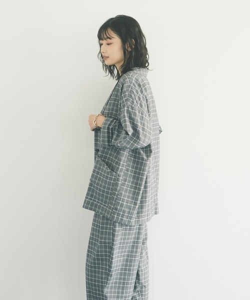 CRAFT STANDARD BOUTIQUE（クラフトスタンダードブティック）の「チェックシャツジャケット　＊◇（テーラードジャケット・レディース・グレー/ベージュ・FREE）」の7枚目の写真