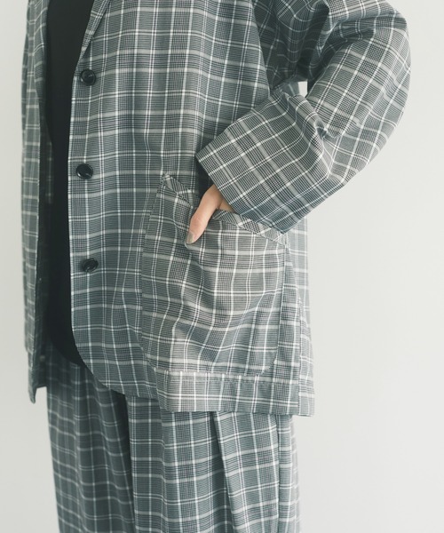 CRAFT STANDARD BOUTIQUE（クラフトスタンダードブティック）の「チェックシャツジャケット　＊◇（テーラードジャケット・レディース・グレー/ベージュ・FREE）」の13枚目の写真