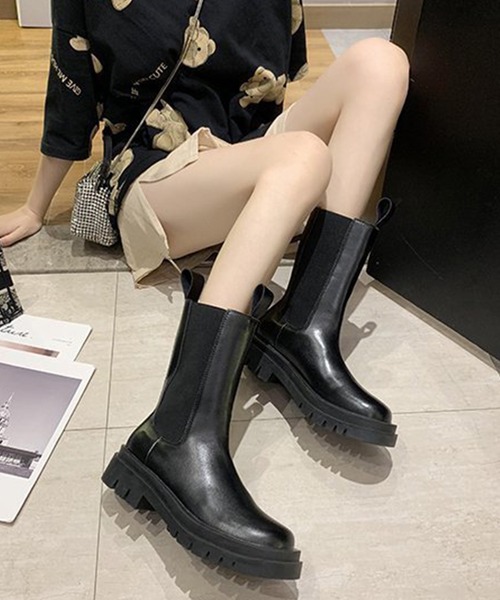 AMOUR BOX(アムールボックス)の「サイドゴアプラットフォームブーツ(ブーツ・レディース・テラコッタ/ブラック/ホワイト・37/40/38/39/36)」の8枚目の写真