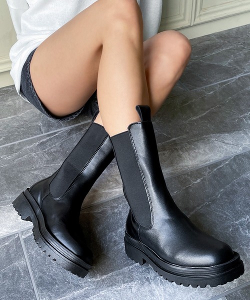 AMOUR BOX(アムールボックス)の「サイドゴアプラットフォームブーツ(ブーツ・レディース・テラコッタ/ブラック/ホワイト・37/40/38/39/36)」の20枚目の写真