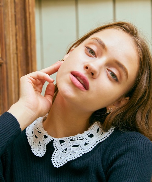 BE RADIANCE(ビーラディエンス)の「レース襟ニットトップス(ニット/セーター・レディース・ブルー/ピンク/ブラック・FREE)」の8枚目の写真