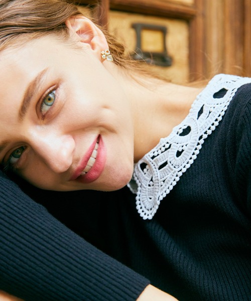 BE RADIANCE(ビーラディエンス)の「レース襟ニットトップス(ニット/セーター・レディース・ブルー/ピンク/ブラック・FREE)」の9枚目の写真