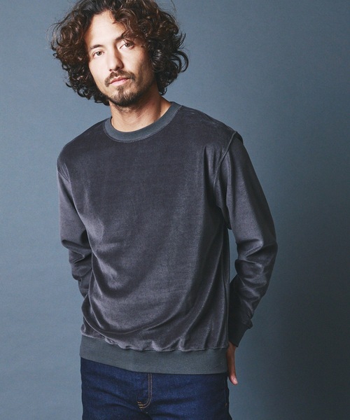 Magine(マージン)の「CTN VELOR SWEAT C/N L/S コットン ベロア スウェット クルーネック ロングスリーブ(Tシャツ/カットソー・メンズ・ホワイト/チャコールグレー/ブラック・44/46/48)」の3枚目の写真