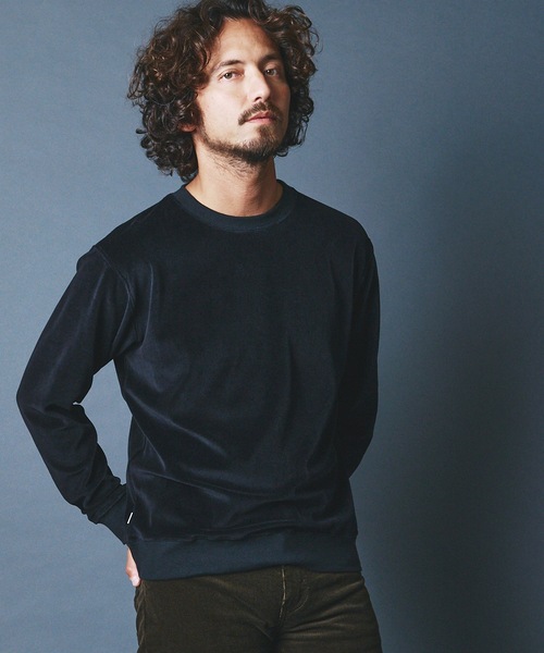 Magine(マージン)の「CTN VELOR SWEAT C/N L/S コットン ベロア スウェット クルーネック ロングスリーブ(Tシャツ/カットソー・メンズ・ホワイト/チャコールグレー/ブラック・44/46/48)」の2枚目の写真