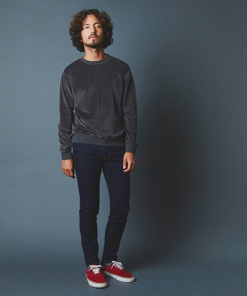 Magine(マージン)の「CTN VELOR SWEAT C/N L/S コットン ベロア スウェット クルーネック ロングスリーブ(Tシャツ/カットソー・メンズ・ホワイト/チャコールグレー/ブラック・44/46/48)」の12枚目の写真