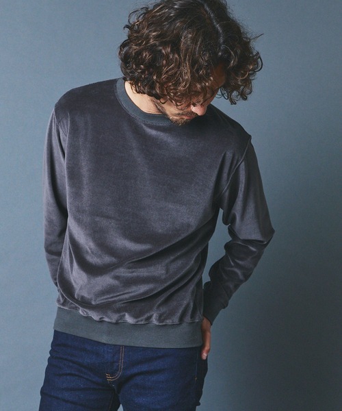 Magine(マージン)の「CTN VELOR SWEAT C/N L/S コットン ベロア スウェット クルーネック ロングスリーブ(Tシャツ/カットソー・メンズ・ホワイト/チャコールグレー/ブラック・44/46/48)」の19枚目の写真
