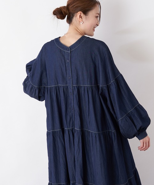 CIAOPANIC TYPY（チャオパニックティピー）の「配色ステッチデニムティアードワンピース（ワンピース・レディース・ブラック/ネイビー・ONE SIZE）」の12枚目の写真