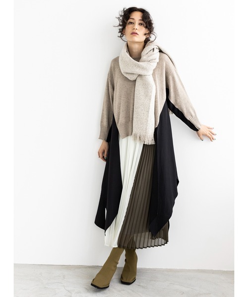 OSMOSIS（オズモーシス）の「ミックス織ストール（ストール/ショール・レディース・ブラック/グリーン/アイボリー・ONE SIZE）」の8枚目の写真
