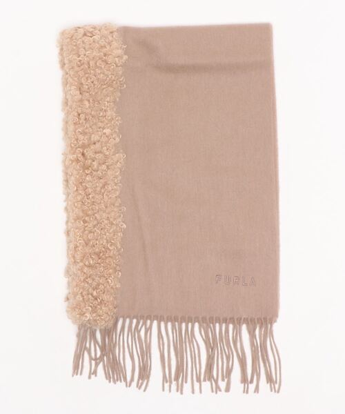 ファー付きマフラー　”ロゴ刺繍　プードル”