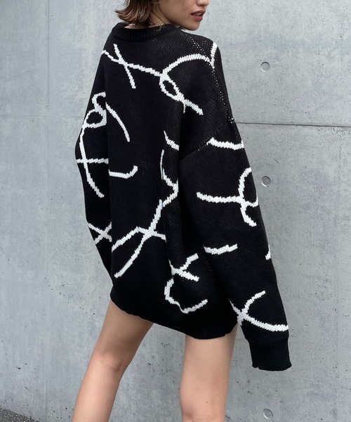 SPIRALGIRL(スパイラルガール)の「ラインアートジャガードニット(ニット/セーター・レディース・オフホワイト/ベージュ/ブラック・FREE)」の21枚目の写真