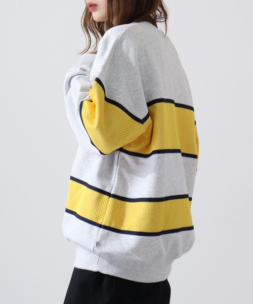 FILA HERITAGE（フィラヘリテージ）の「FILA メッシュ パネルボーダー クルーネックス スウェット（スウェット・メンズ・アッシュグレー・M/L/XL）」の5枚目の写真