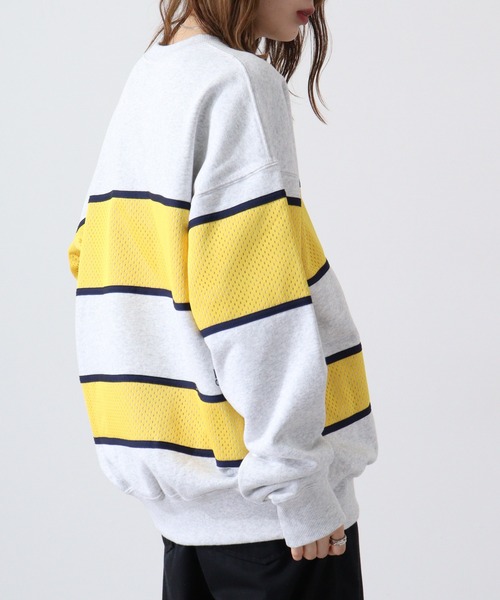 FILA HERITAGE（フィラヘリテージ）の「FILA メッシュ パネルボーダー クルーネックス スウェット（スウェット・メンズ・アッシュグレー・M/L/XL）」の6枚目の写真