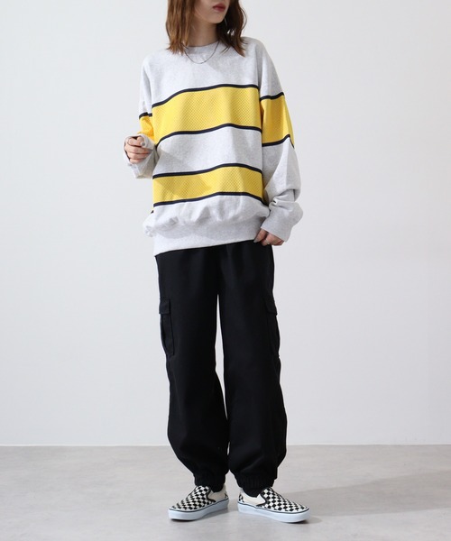 FILA HERITAGE（フィラヘリテージ）の「FILA メッシュ パネルボーダー クルーネックス スウェット（スウェット・メンズ・アッシュグレー・M/L/XL）」の8枚目の写真