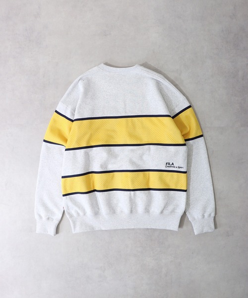 FILA HERITAGE（フィラヘリテージ）の「FILA メッシュ パネルボーダー クルーネックス スウェット（スウェット・メンズ・アッシュグレー・M/L/XL）」の9枚目の写真
