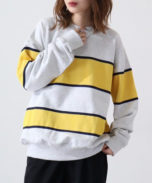 FILA HERITAGE（フィラヘリテージ）の「FILA メッシュ パネルボーダー クルーネックス スウェット（スウェット・メンズ・アッシュグレー・M/L/XL）」の18枚目の写真