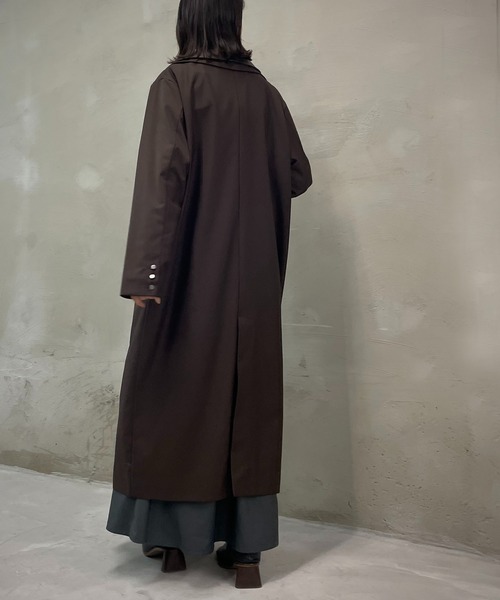 &g'aime（アンジェム）の「【＆g'aime】レイヤードロングテーラードジャケット（チェスターコート・レディース・ブラック/ブラウン/グレイッシュベージュ・FREE）」の6枚目の写真