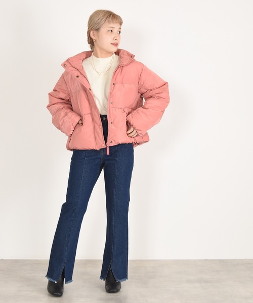 w closet(ダブルクローゼット)の「エコダウンショート丈アウター(ダウンジャケット/コート・レディース・ブラック/アイボリー/ミント/コーラルピンク・FREE)」の15枚目の写真