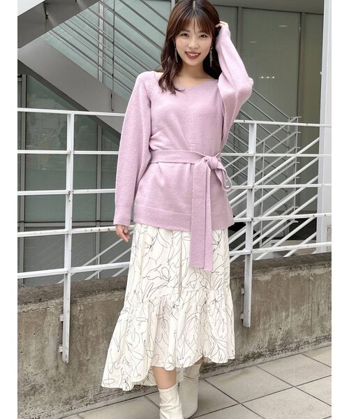 MERCURYDUO（マーキュリーデュオ）の「2WAYフラワーイレヘムニットセット（ワンピース・レディース・ベージュ/オフホワイト/ピンク/ブルー・FREE）」の6枚目の写真