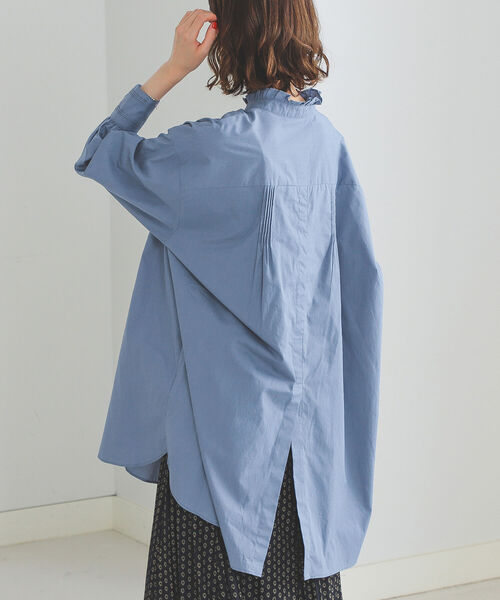 BEAMS HEART（ビームスハート）の「BEAMS HEART / ネックフリル ハシゴ チュニック（チュニック・レディース・チャコールグレー/オフホワイト/ブルー・FREE）」の14枚目の写真