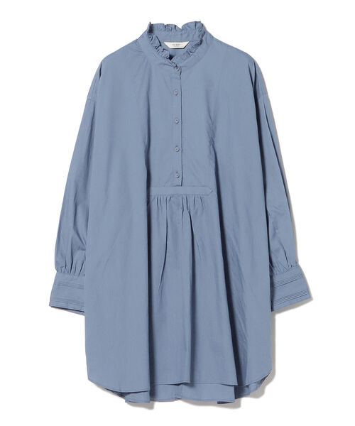 BEAMS HEART（ビームスハート）の「BEAMS HEART / ネックフリル ハシゴ チュニック（チュニック・レディース・チャコールグレー/オフホワイト/ブルー・FREE）」の22枚目の写真