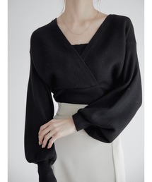 ボリュームスリーブカシュクールニット