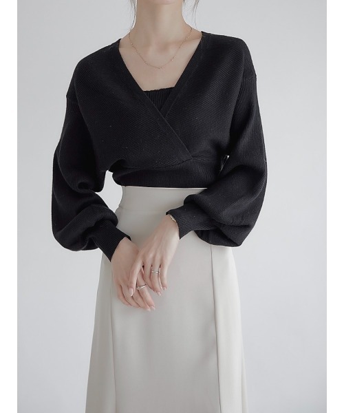 amel（エイメル）の「ボリュームスリーブカシュクールニット（ニット/セーター・レディース・ブラック・FREE）」の14枚目の写真
