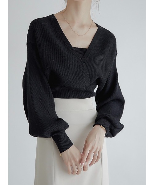 amel（エイメル）の「ボリュームスリーブカシュクールニット（ニット/セーター・レディース・ブラック・FREE）」の15枚目の写真