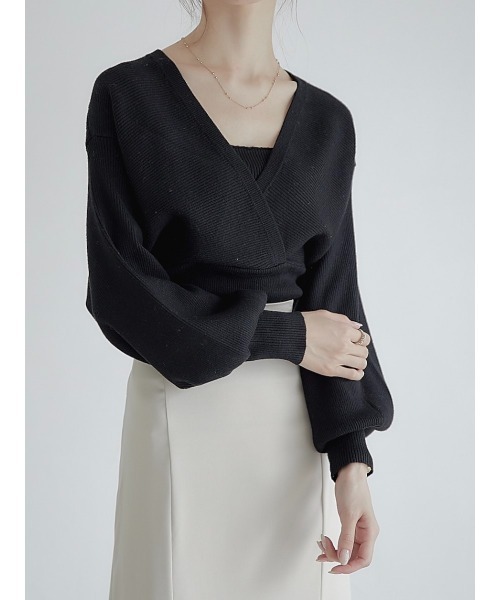 amel（エイメル）の「ボリュームスリーブカシュクールニット（ニット/セーター・レディース・ブラック・FREE）」の16枚目の写真