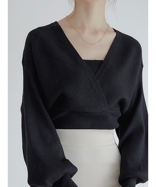 amel（エイメル）の「ボリュームスリーブカシュクールニット（ニット/セーター・レディース・ブラック・FREE）」の17枚目の写真