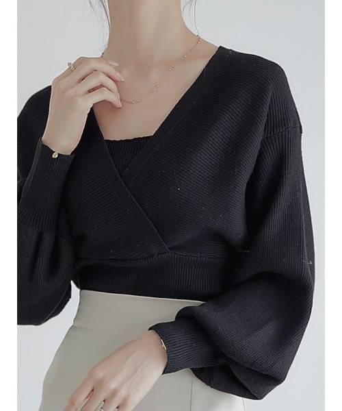 amel（エイメル）の「ボリュームスリーブカシュクールニット（ニット/セーター・レディース・ブラック・FREE）」の18枚目の写真