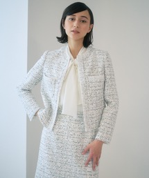 ANAYI | ミックスツィードノーカラー ジャケット(ノーカラージャケット)