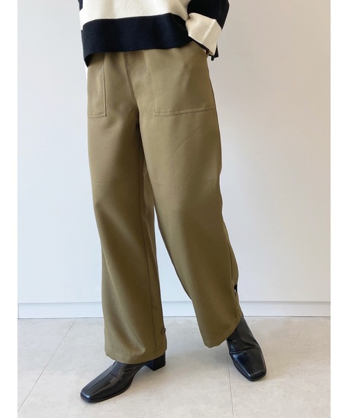 Samansa Mos2 blue（サマンサモスモスブルー）の「裾タブ付ツイルパンツ（その他パンツ・レディース・ベージュ/チャコール/カーキ・ﾌﾘ-）」の3枚目の写真