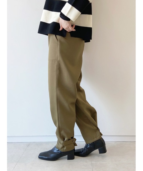 Samansa Mos2 blue（サマンサモスモスブルー）の「裾タブ付ツイルパンツ（その他パンツ・レディース・ベージュ/チャコール/カーキ・ﾌﾘ-）」の6枚目の写真
