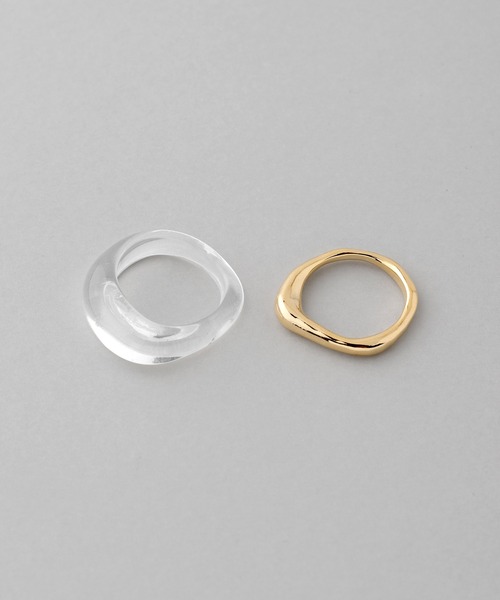 ANEMONE（アネモネ）の「ボリューム＆メタルニュアンスリング[2本セット]（リング・レディース・ブラウン/グリーン/クリア・FREE）」の5枚目の写真