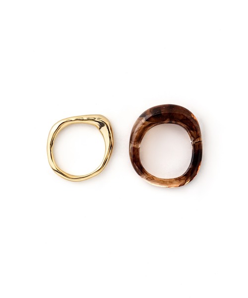 ANEMONE（アネモネ）の「ボリューム＆メタルニュアンスリング[2本セット]（リング・レディース・ブラウン/グリーン/クリア・FREE）」の10枚目の写真