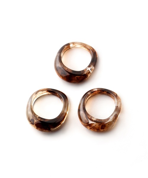 ANEMONE（アネモネ）の「ボリューム＆メタルニュアンスリング[2本セット]（リング・レディース・ブラウン/グリーン/クリア・FREE）」の11枚目の写真